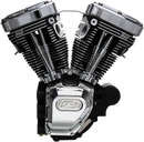 S&S CYCLE T124 Long Block Engine - Wrinkle Black and Chrome - Touring 310-0400A