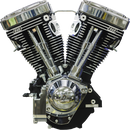 S&S CYCLE V124 Long Block Engine - Chrome/Wrinkle Black - Big Twin | Custom Chasis w/Alternator-Style Primary 310-1159