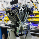 S&S CYCLE V124 Long Block Engine - Chrome/Wrinkle Black - Big Twin | Custom Chasis w/Alternator-Style Primary 310-1159
