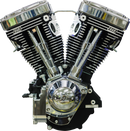 S&S CYCLE V124 Long Block Engine - Chrome/Wrinkle Black - Big Twin | Custom Chasis w/Alternator-Style Primary 310-1159