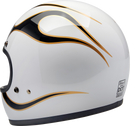 BILTWELL Gringo Helmet - Flames - White/Black - Small 1002-561-502