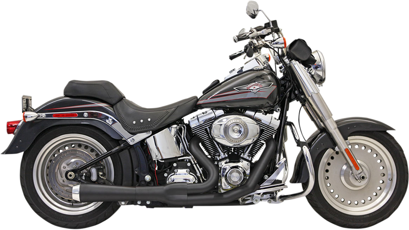 BASSANI XHAUST 2:1 Exhaust - Black - Short - Softail 12122J