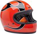 BILTWELL Gringo Helmet - Flames - Competition Orange - XS 1002-593-501