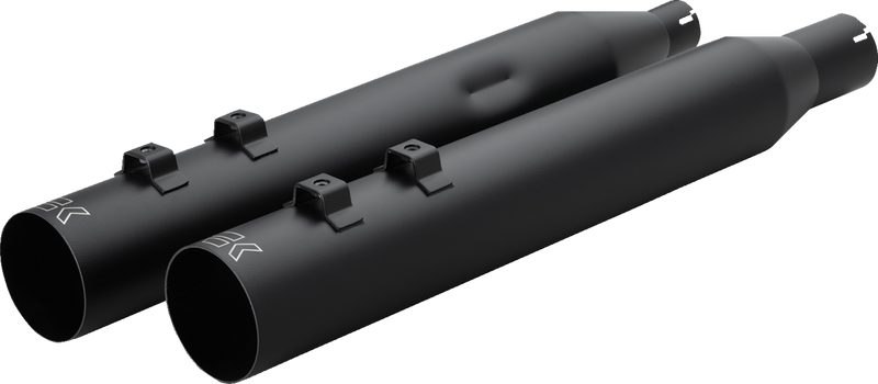 KHROME WERKS HP-Plus? Slip-On Mufflers - 4" - Straight Cut with Ripper Baffle - M8 - Black 40FST-1012-BLK