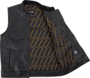 THRASHIN SUPPLY CO. Mulholland Leather Riding Vest - Black - Large TMJ-14-10