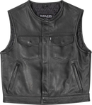 THRASHIN SUPPLY CO. Encinal Leather Shorty Riding Vest - Black - XL TMJ-17-11