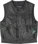 THRASHIN SUPPLY CO. Encinal Leather Shorty Riding Vest - Black - Large TMJ-17-10