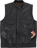 THRASHIN SUPPLY CO. Mulholland Leather Riding Vest - Black - 3XL TMJ-14-13