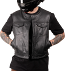 THRASHIN SUPPLY CO. Encinal Leather Shorty Riding Vest - Black - Large TMJ-17-10
