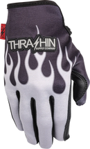 THRASHIN SUPPLY CO. Stealth Leather Palm Flame Gloves - Gray - Small SV1-22-08