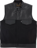 THRASHIN SUPPLY CO. Kanan Leather/Denim Riding Vest - Black - Large TMJ-13-10