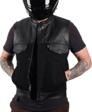 THRASHIN SUPPLY CO. Kanan Leather/Denim Riding Vest - Black - Large TMJ-13-10