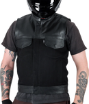 THRASHIN SUPPLY CO. Kanan Leather/Denim Riding Vest - Black - Large TMJ-13-10