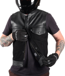 THRASHIN SUPPLY CO. Kanan Leather/Denim Riding Vest - Black - Large TMJ-13-10
