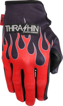 THRASHIN SUPPLY CO. Stealth Leather Palm Flame Gloves - Red - 2XL SV1-21-12