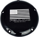 FEULING PARTS Derby Cover with Contrast Lasered American Flag - Black - 5 Hole - Big Twin 9154