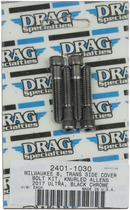 DRAG SPECIALTIES Bolt Kit - Transmission Side Cover - Knurled/Socket-Head - Black/Chrome - M8 MK782BK