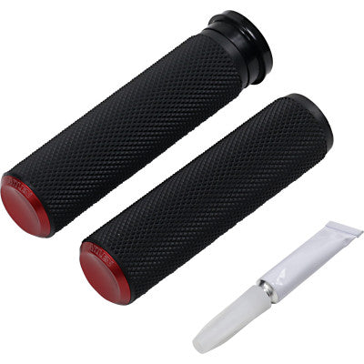 Arlen Ness Fusion Knurled Grips - TBW - Red Anodized