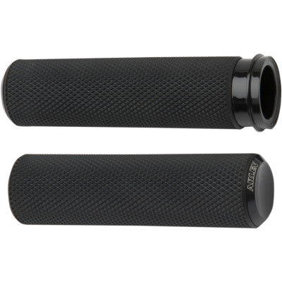 Arlen Ness Fusion Knurled Grips - TBW - Black Anodized