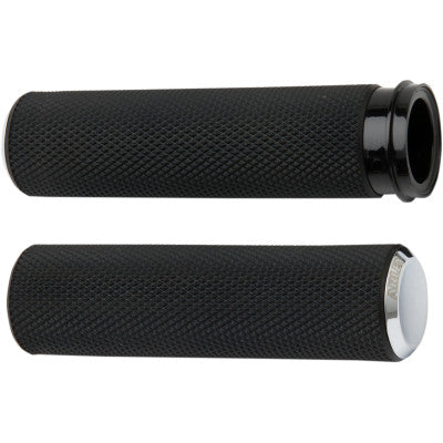Arlen Ness Fusion Knurled Grips - Cable - Chrome
