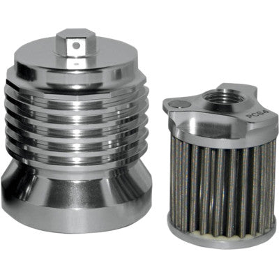 PC Racing Flo Reusable "Spin-on" Oil Filter - Chrome